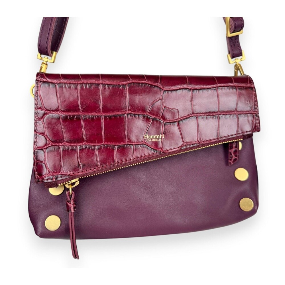 NWT Hammitt Dillon Small Gondola Burgundy Croc Suede 6-Way Crossbody Clutch